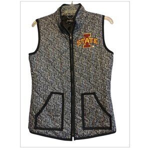 Game day Couture Iowa State University Black & White Zip Vest Rivet Emblem Med